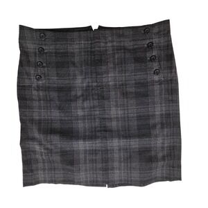 Gap Womens Charcoal Grey Plaid Button Front Stretch Mini Skirt Size 14